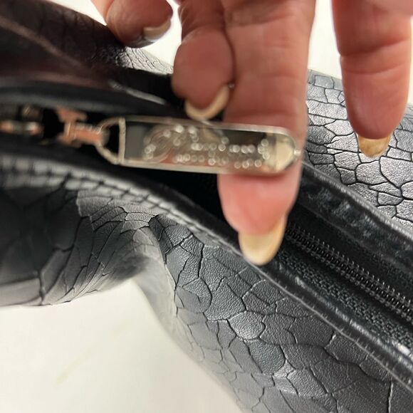 Raviani Black Leather Swarovski Crystal & Rivets Shoulder Bag - Picture 7 of 13